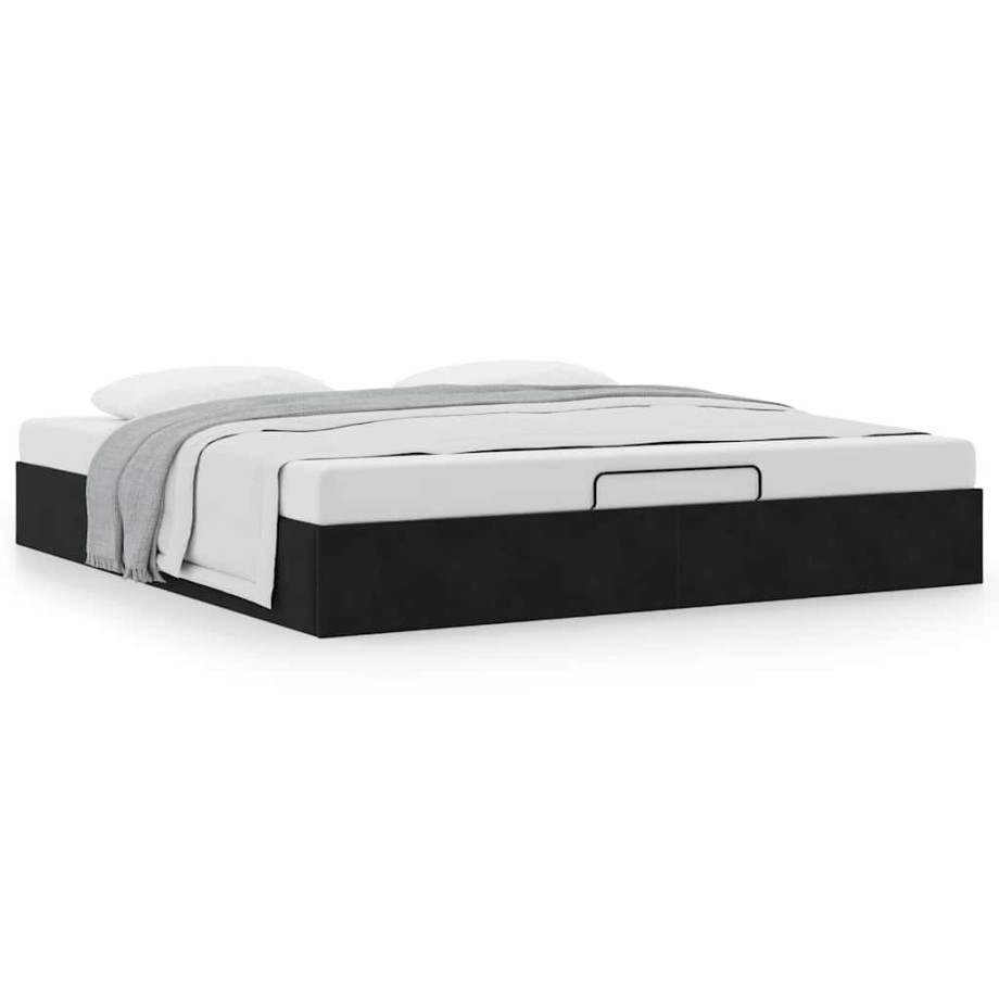 vidaXL Ottoman bedframe zonder matras 200x200 cm fluweel zwart vidaXL Ottoman bedframe zonder matras 200x200 cm fluweel zwart afbeelding 1