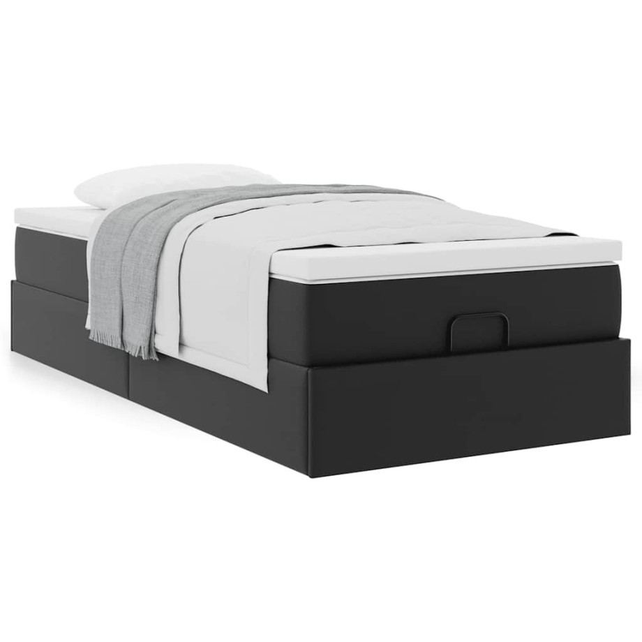 vidaXL Ottoman bed met matras 90x190 cm kunstleer zwart vidaXL Ottoman bed met matras 90x190 cm kunstleer zwart afbeelding 1