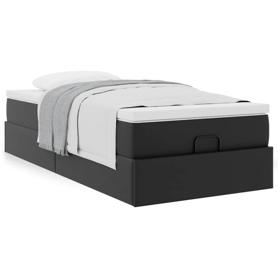 vidaXL Ottoman bed met matras 100x200cm kunstleer zwart afbeelding 1