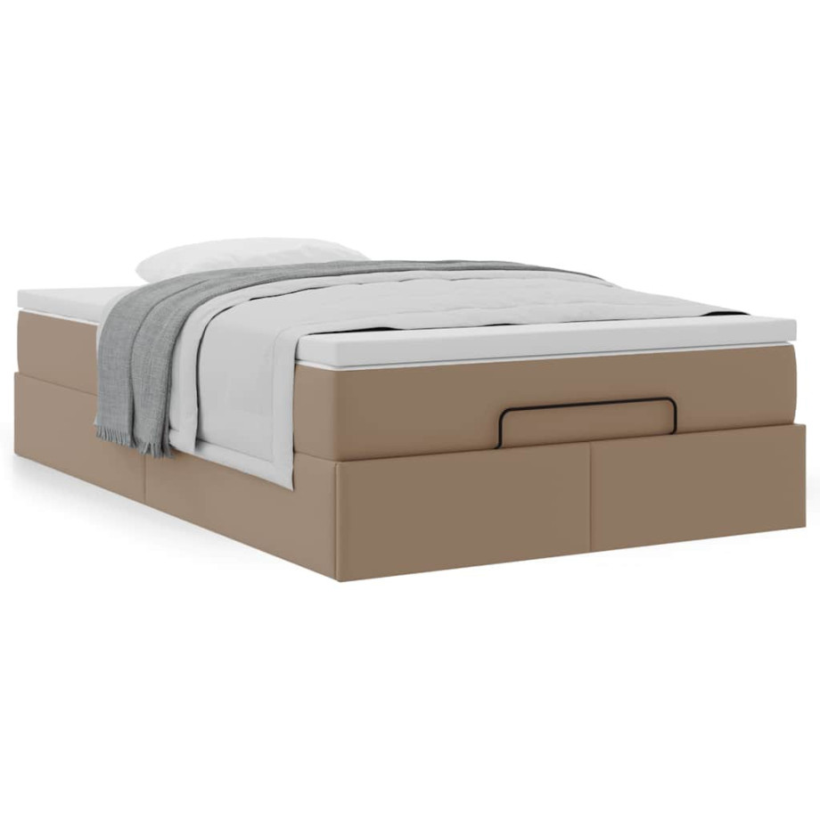 vidaXL Bedframe met matras 120x190 cm kunstleer cappuccinokleurig afbeelding 1