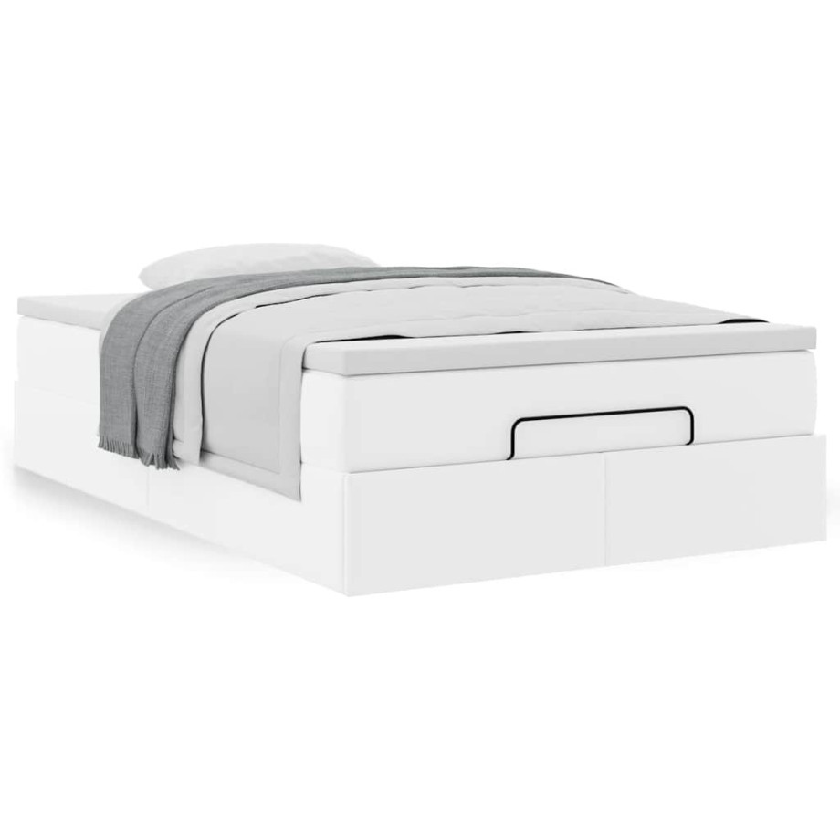 vidaXL Bedframe met matras 120x200cm kunstleer wit afbeelding 1