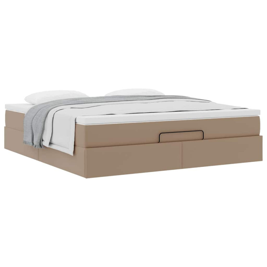 vidaXL Bedframe met matras 160x200cm kunstleer cappuccinokleurig afbeelding 1