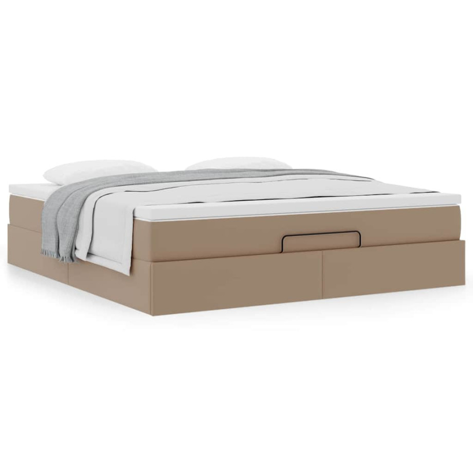 vidaXL Bedframe met matras 180x200cm kunstleer cappuccinokleurig afbeelding 1