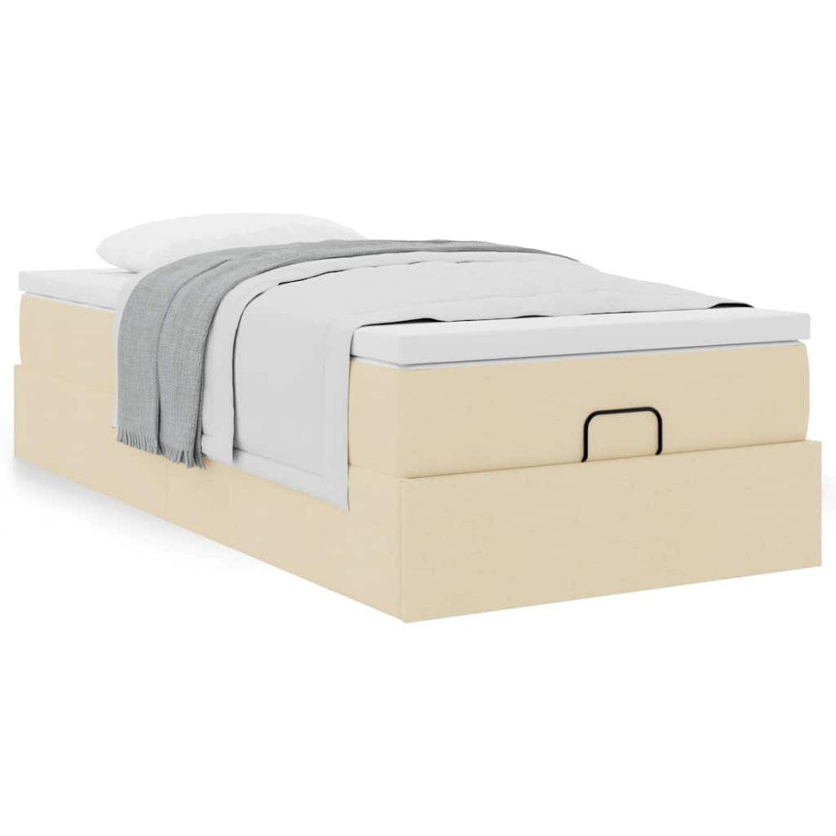 vidaXL Bedframe met matras 80x200cm stof crèmekleurig afbeelding 1