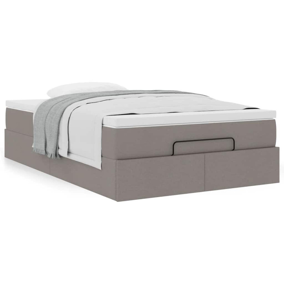 vidaXL Bedframe met matras 120x190 cm stof taupe afbeelding 1