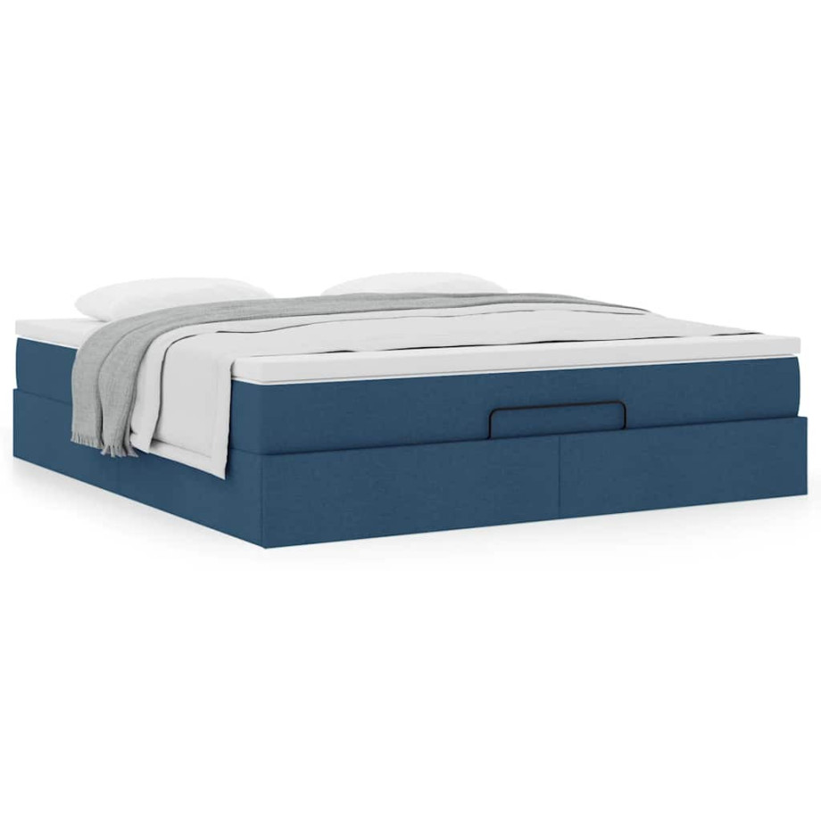 vidaXL Bedframe met matras 180x200cm stof blauw afbeelding 1