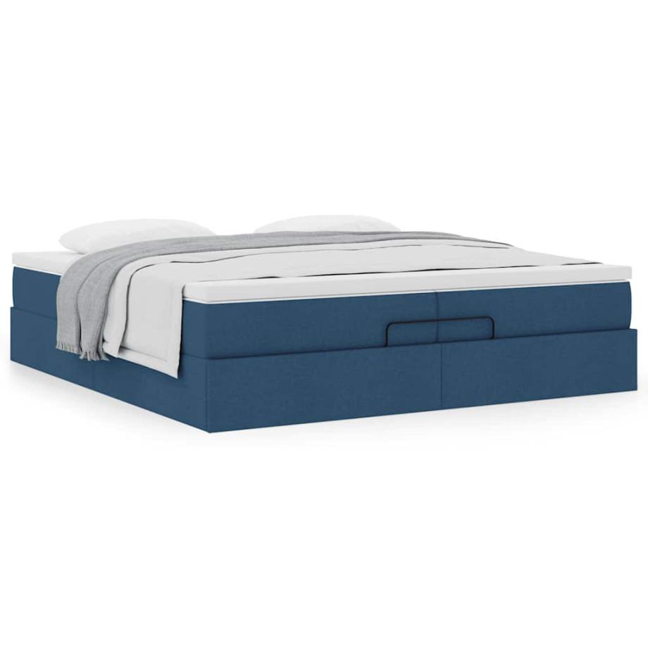 vidaXL Bedframe met matrassen 200x200cm stof blauw afbeelding 1