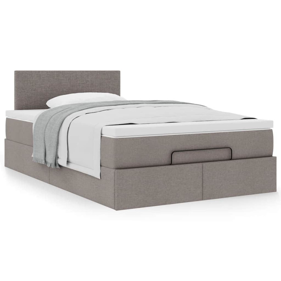 vidaXL Bedframe met matras 120x190 cm stof taupe afbeelding 1