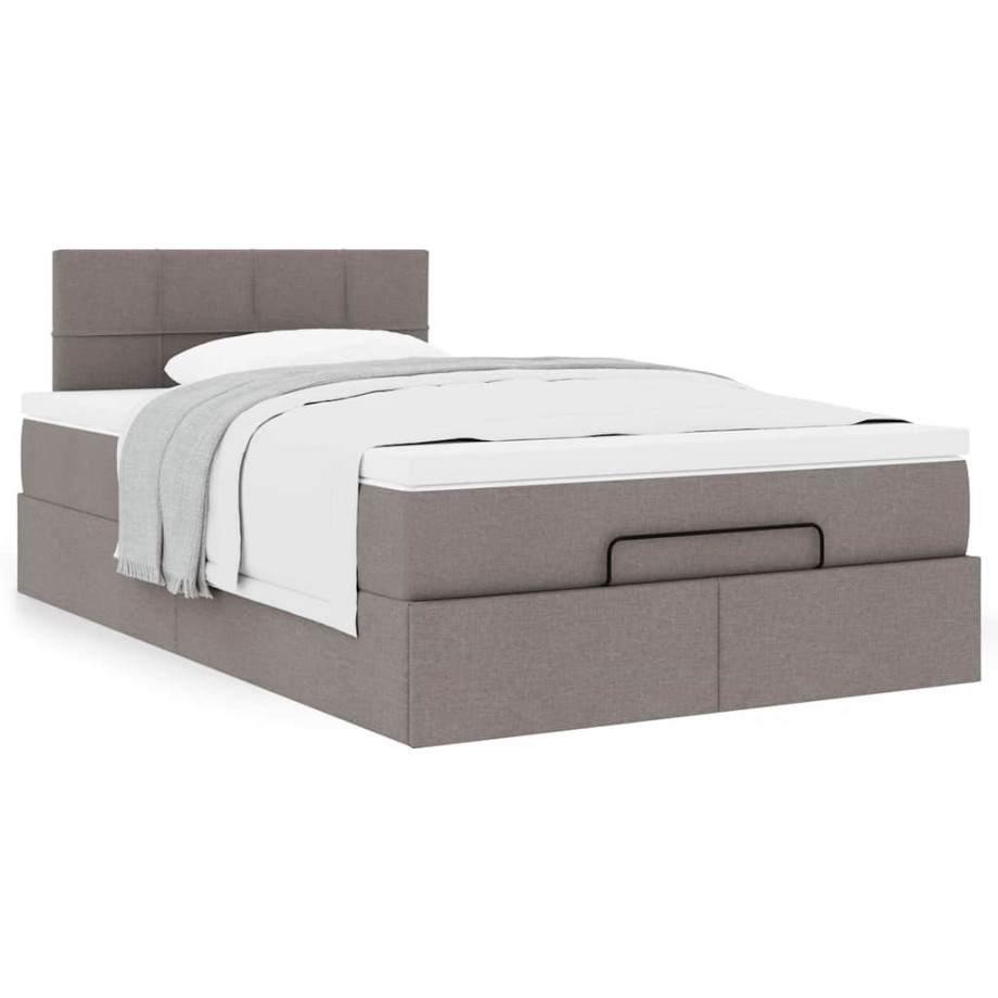 vidaXL Bedframe met matras 120x190 cm stof taupe afbeelding 1