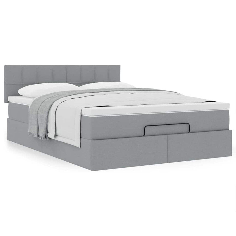 vidaXL Bed met matras 140x190 cm stof lichtgrijs vidaXL Bed met matras 140x190 cm stof lichtgrijs afbeelding 1