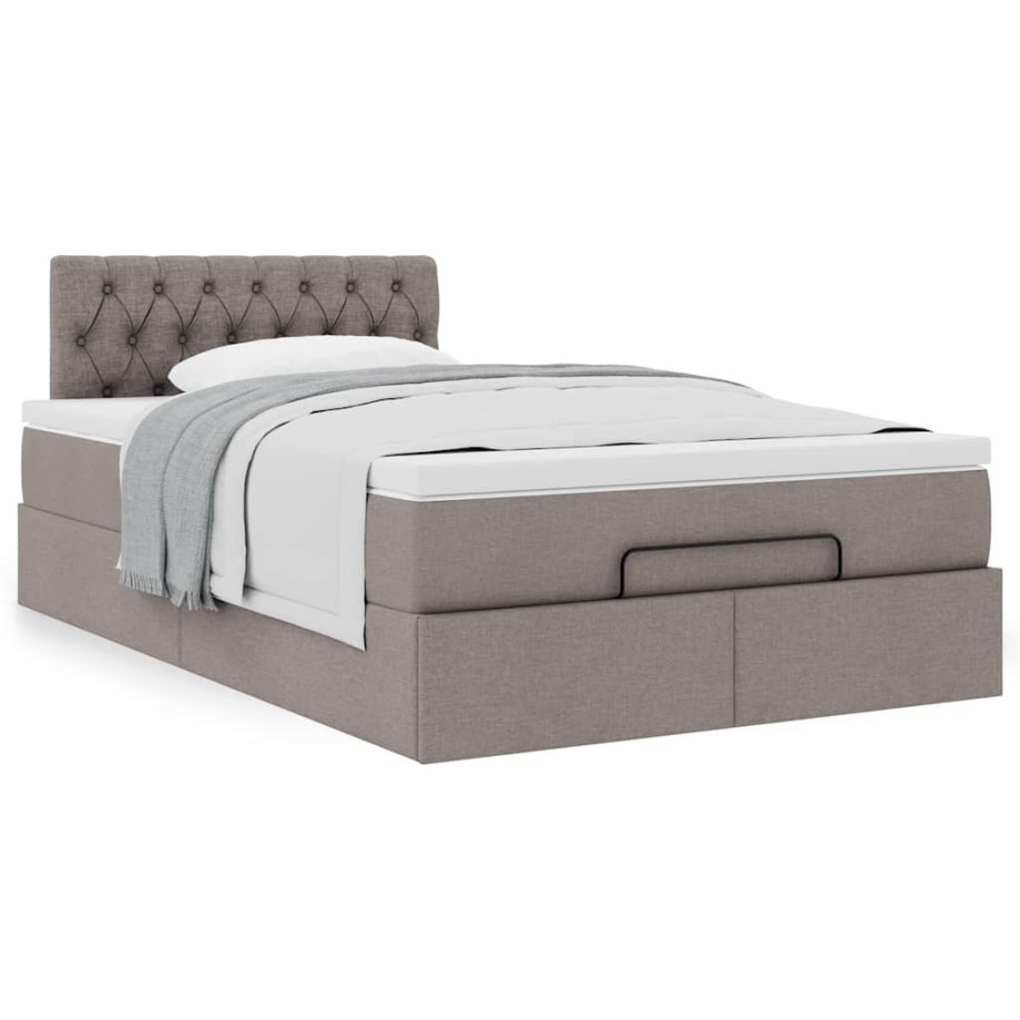 vidaXL Bedframe met matras 120x190 cm stof taupe afbeelding 1