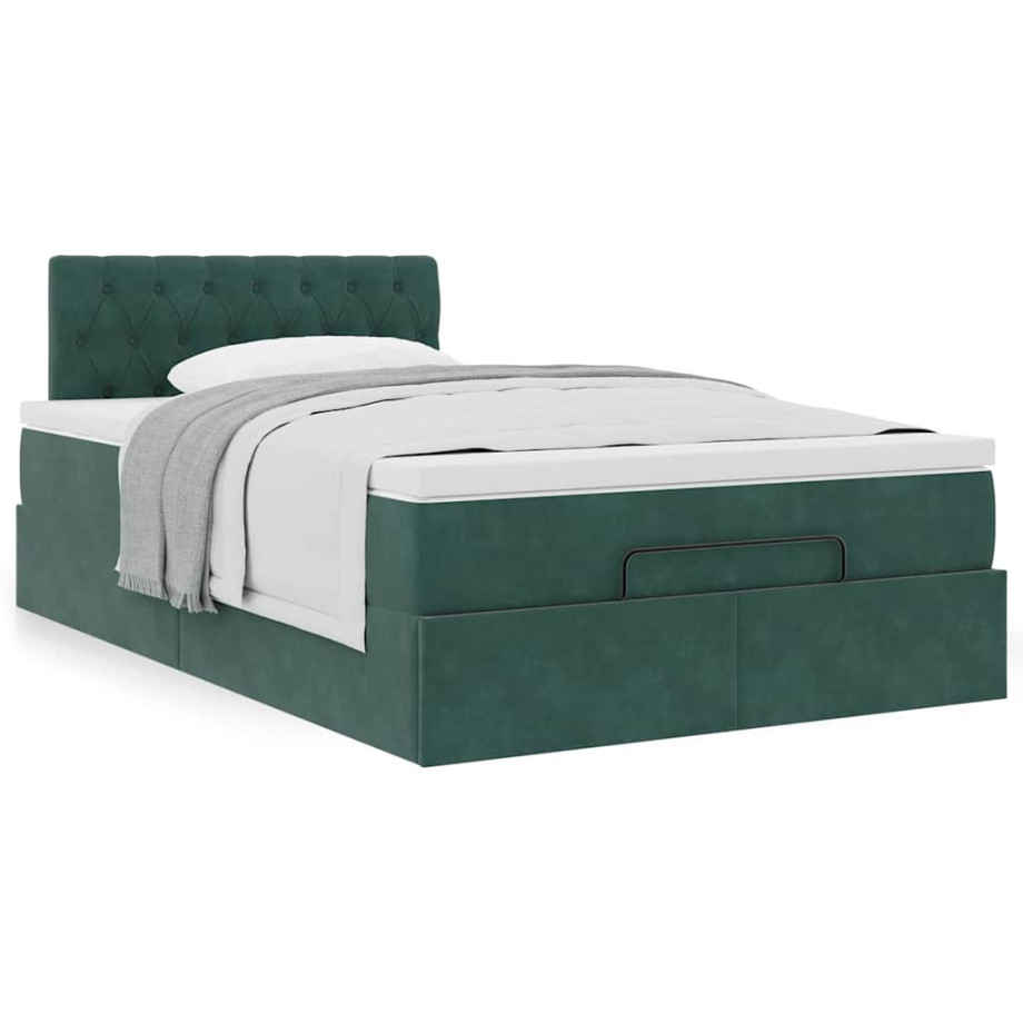 vidaXL Ottoman bed met matras 120x200cm fluweel donkergroen afbeelding 1