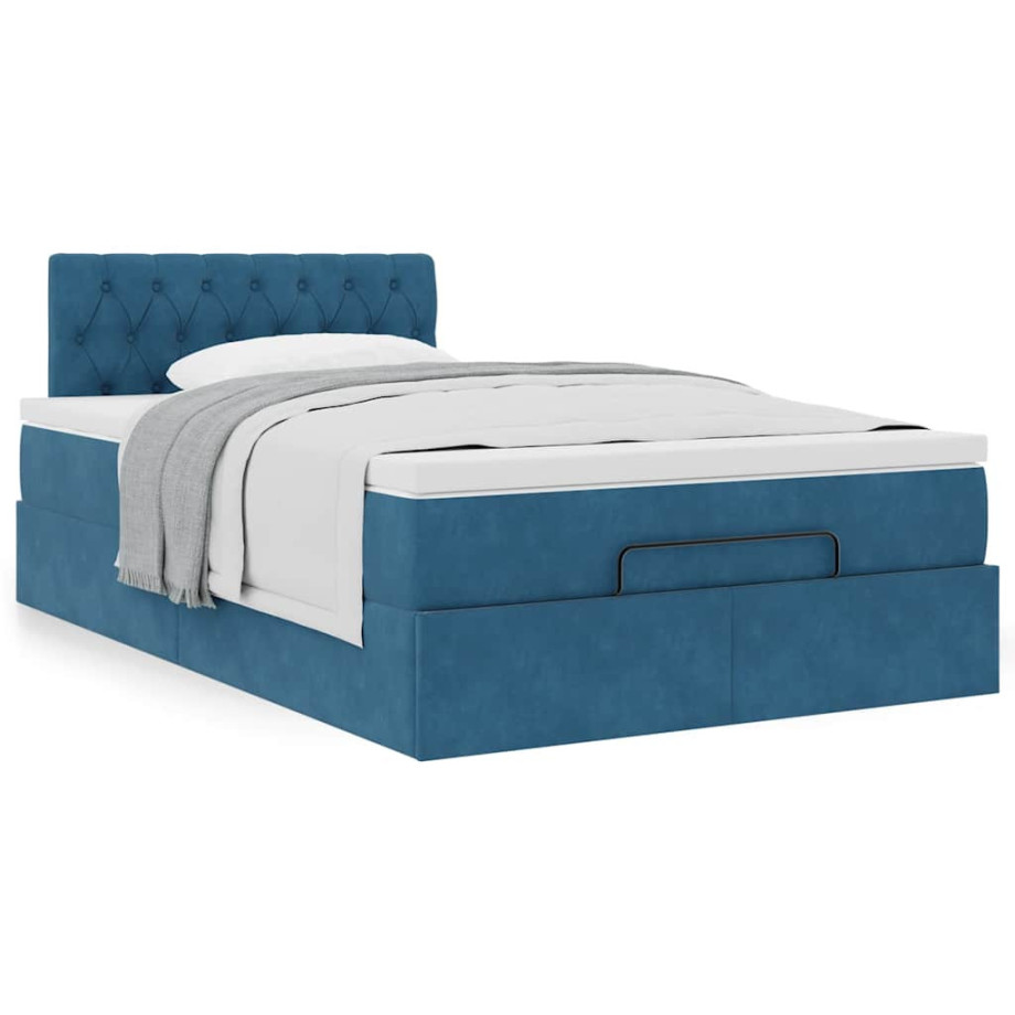 vidaXL Bedframe met matras 120x200cm fluweel donkerblauw vidaXL Bedframe met matras 120x200cm fluweel donkerblauw afbeelding 1