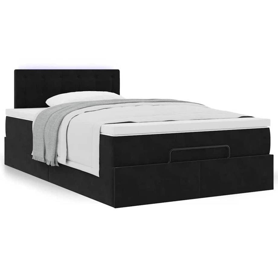 vidaXL Bed poef met matras 120x190 cm fluweel zwart afbeelding 1