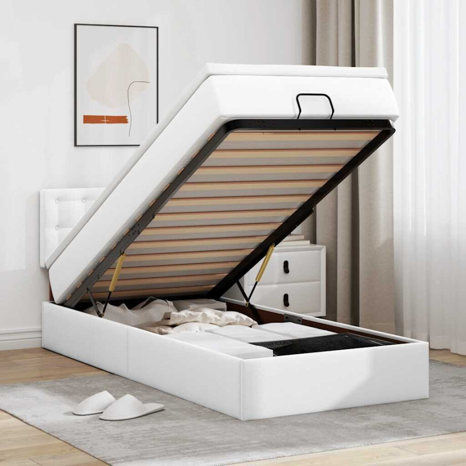 vidaXL Ottoman bed met matrassen en LED's 80x200cm kunstleer vidaXL Ottoman bed met matrassen en LED's 80x200cm kunstleer afbeelding 1