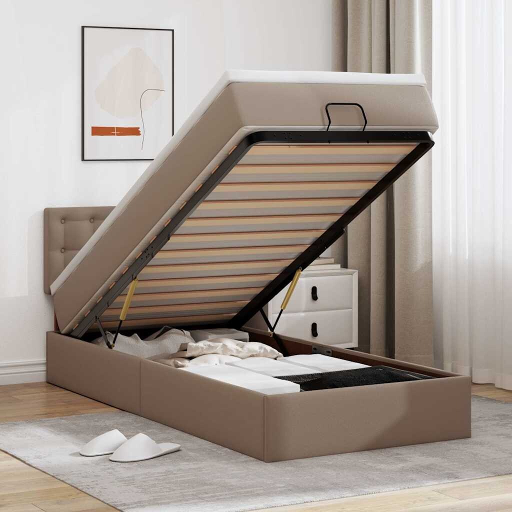 vidaXL Ottoman bed met matrassen en LED's 90x200cm kunstleer afbeelding 1