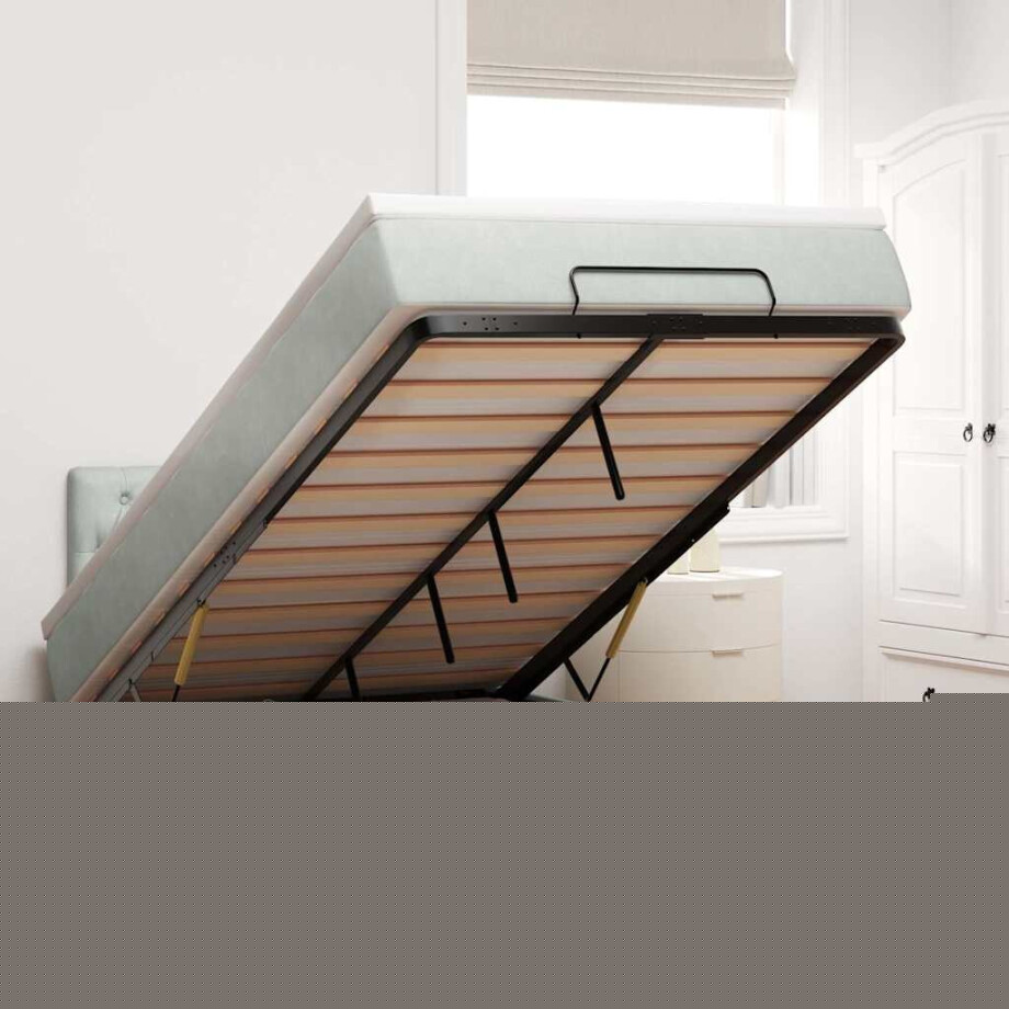 vidaXL Ottoman bed met matras en LED's 120x200 cm fluweel lichtgrijs afbeelding 1