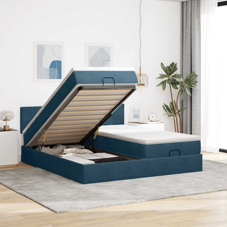 vidaXL Ottoman bed met matrassen en LED's 180x200cm fluweel vidaXL Ottoman bed met matrassen en LED's 180x200cm fluweel afbeelding 1