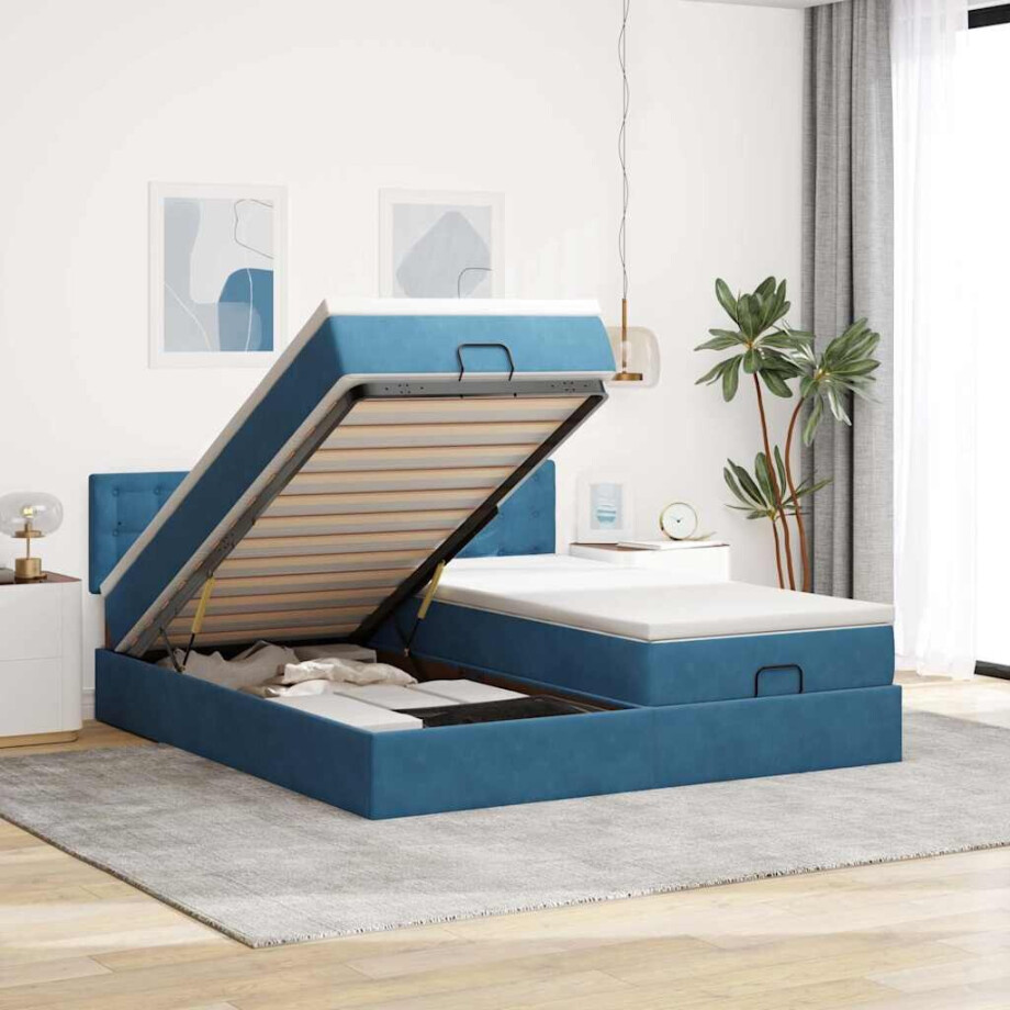 vidaXL Ottoman bed met matrassen en LED's 180x200cm fluweel vidaXL Ottoman bed met matrassen en LED's 180x200cm fluweel afbeelding 1