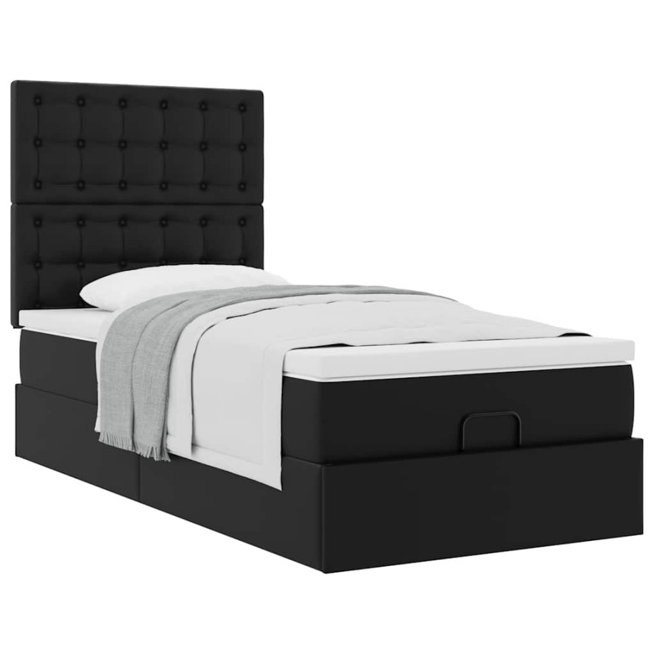 vidaXL Bedframe met matras 80x200cm kunstleer zwart afbeelding 1