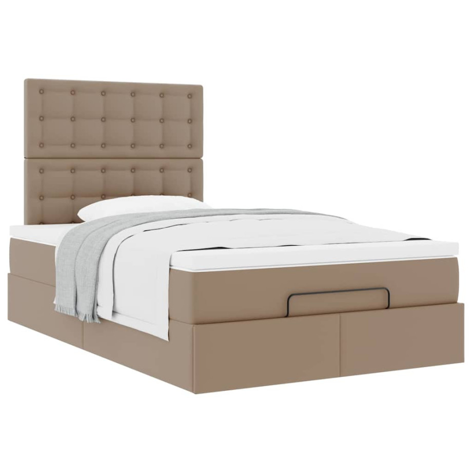 vidaXL Bedframe met matras 120x190 cm kunstleer cappuccinokleurig afbeelding 1