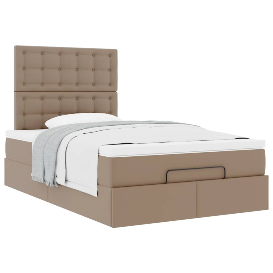 vidaXL Bedframe met matras 120x200cm kunstleer cappuccinokleurig afbeelding 1