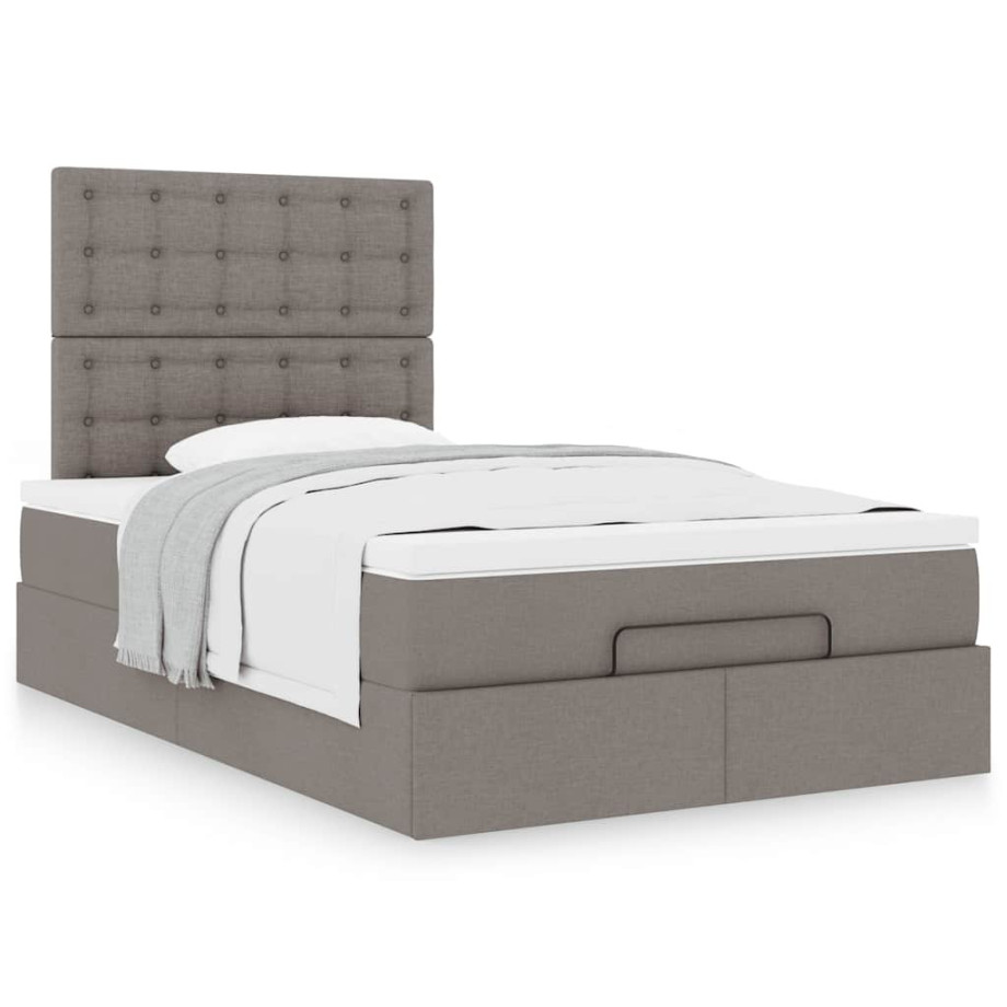 vidaXL Bedframe met matras 120x190 cm stof taupe afbeelding 1