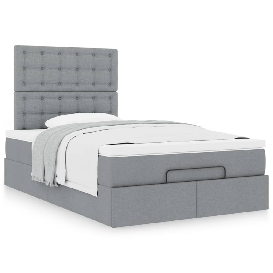 vidaXL Ottoman bed met matras 120x200cm stof lichtgrijs vidaXL Ottoman bed met matras 120x200cm stof lichtgrijs afbeelding 1