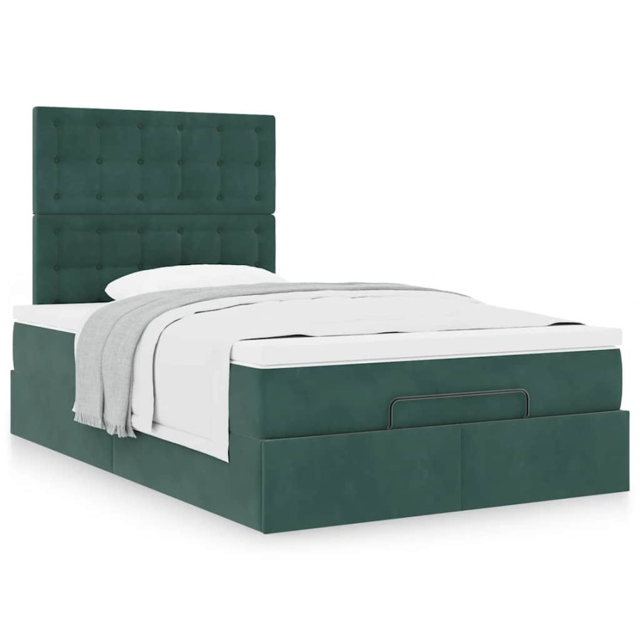 vidaXL Ottoman bed met matrassen 120x200cm fluweel donkergroen afbeelding 1