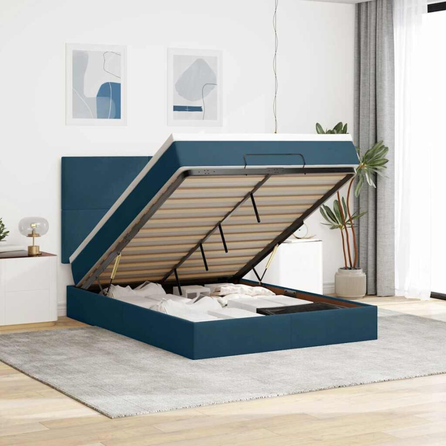 vidaXL Ottoman bed met matrassen en LED's 140x200cm fluweel afbeelding 1