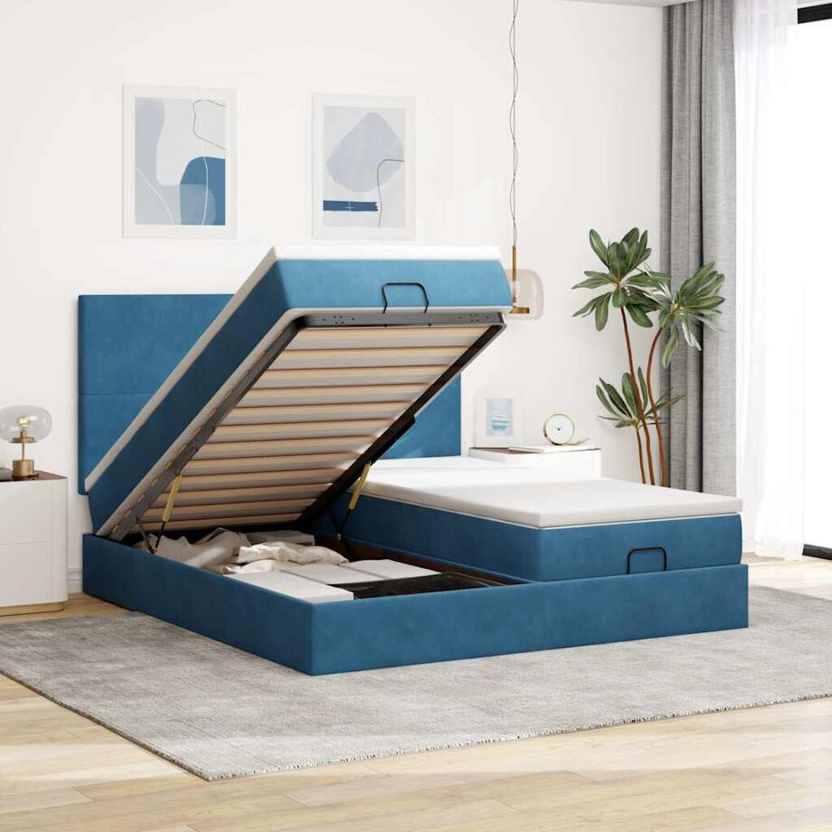 vidaXL Ottoman bed met matrassen en LED's 180x200cm fluweel afbeelding 1