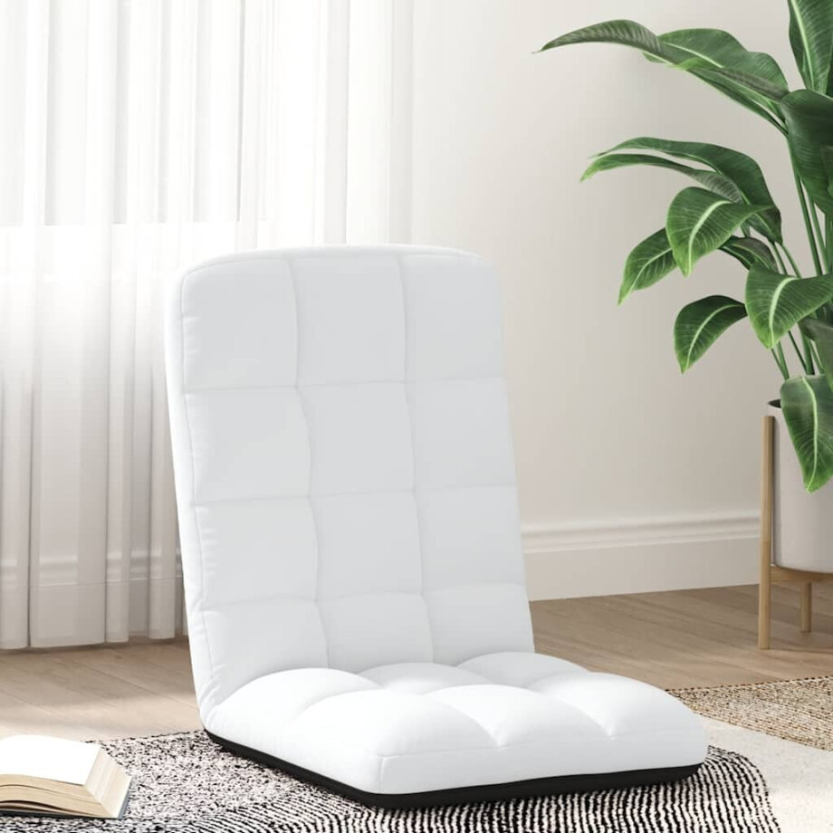 vidaXL Vloerstoel inklapbaar 71x51x62 cm stof wit afbeelding 1