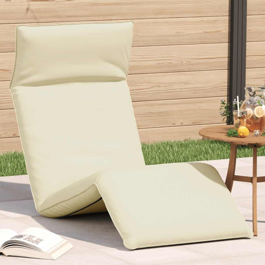 vidaXL Ligstoel inklapbaar 175x54x8,5 cm Oxford stof crème afbeelding 1