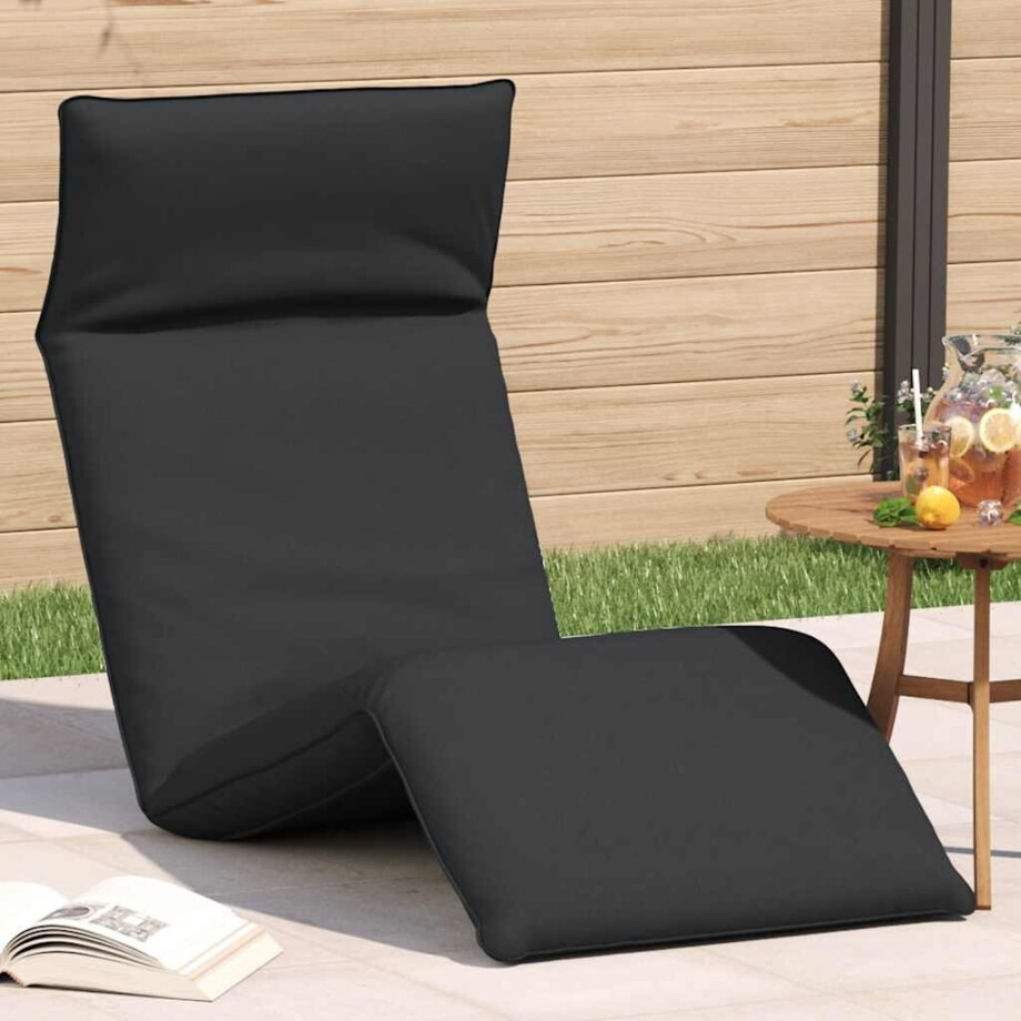 vidaXL Ligstoel inklapbaar 175x54x8,5 cm Oxford stof zwart afbeelding 1