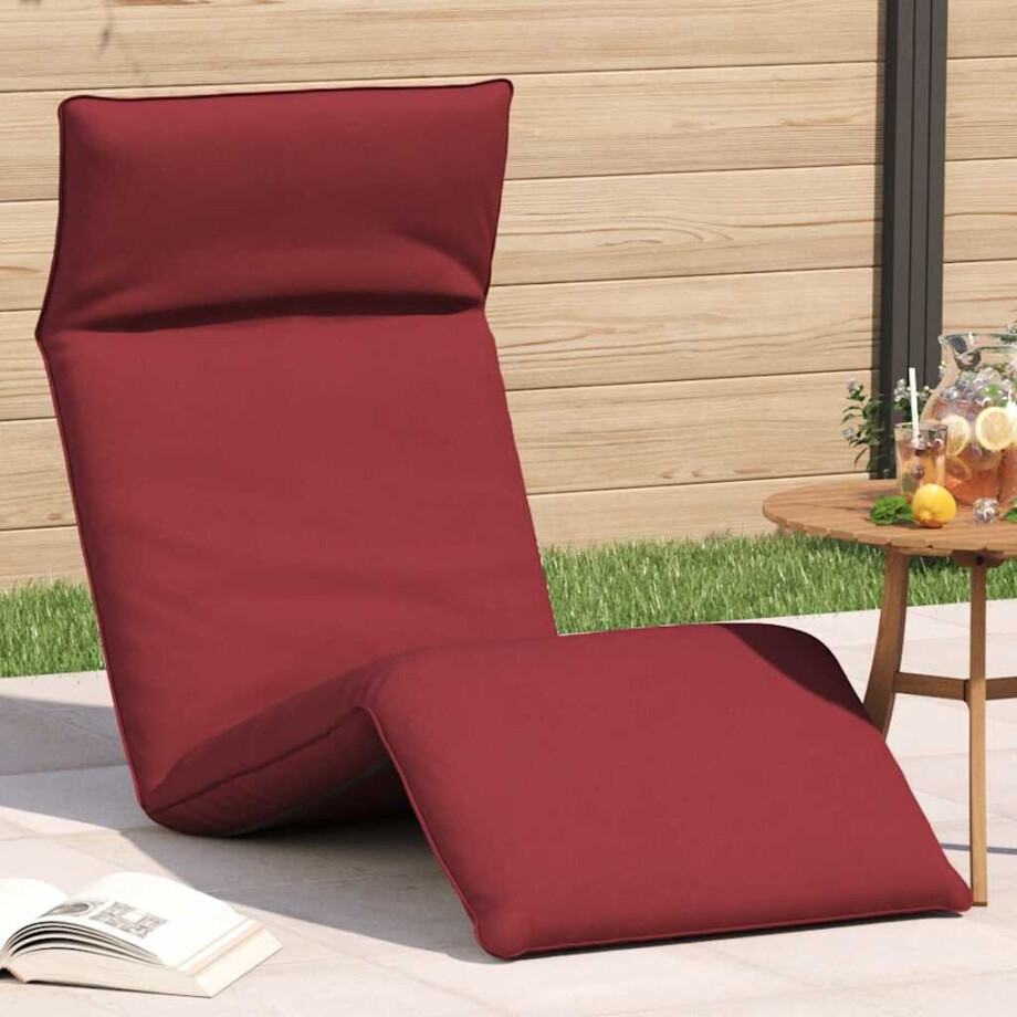 vidaXL Ligstoel inklapbaar 175x54x8,5 cm oxford stof wijnrood afbeelding 1