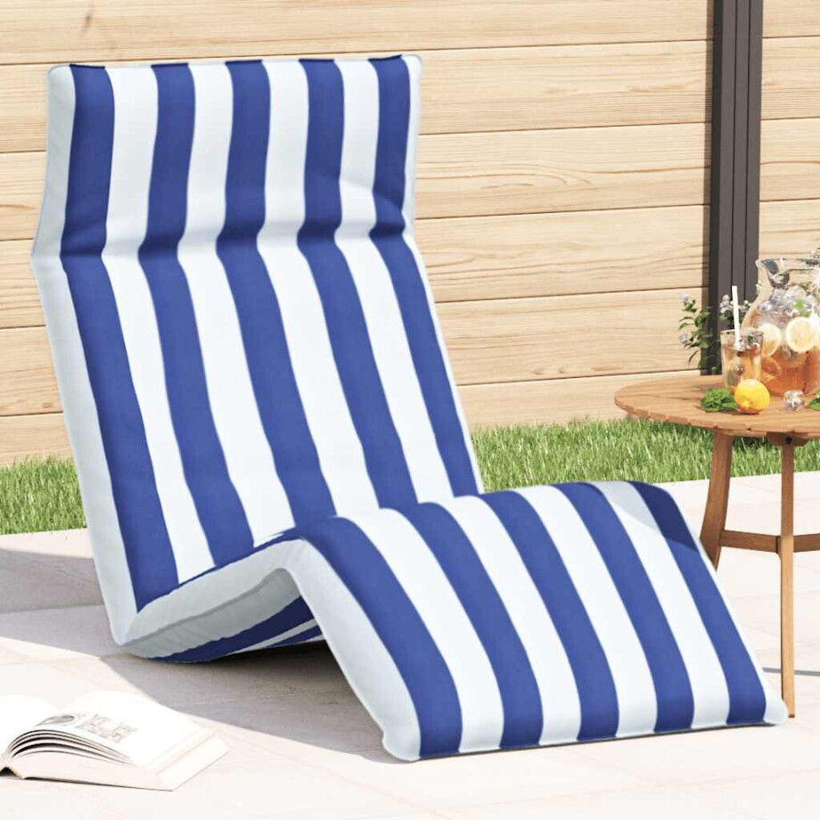 vidaXL Opvouwbare ligstoel Blauw en Wit 175x54x8,5 cm Oxford Stof afbeelding 1