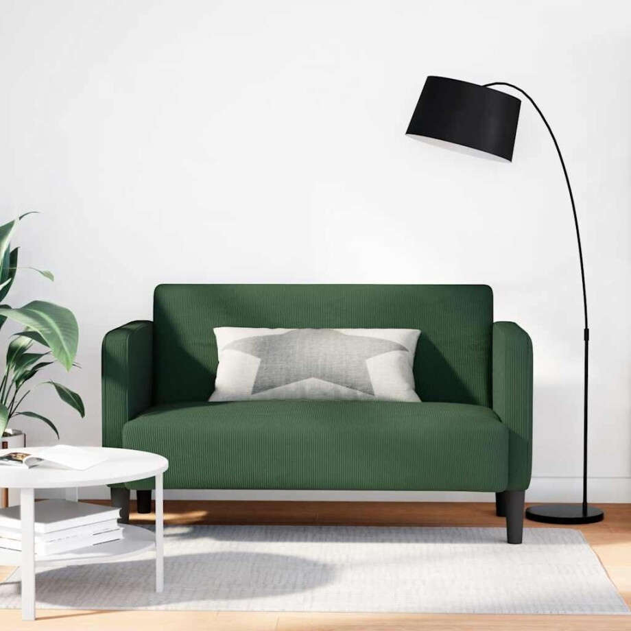 vidaXL Loveseat bank 109 cm corduroy stof donkergroen afbeelding 1