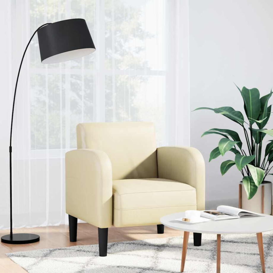 vidaXL Fauteuil met armleuningen 54 cm kunstleer crèmekleurig vidaXL Fauteuil met armleuningen 54 cm kunstleer crèmekleurig afbeelding 1
