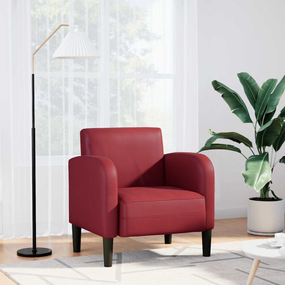 vidaXL Fauteuil met armleuningen 54 cm kunstleer wijnrood vidaXL Fauteuil met armleuningen 54 cm kunstleer wijnrood afbeelding 1