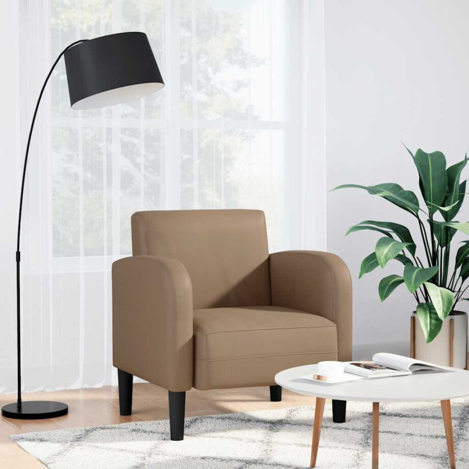 vidaXL Fauteuil met armleuningen Cappuccino 54 cm kunstleer vidaXL Fauteuil met armleuningen Cappuccino 54 cm kunstleer afbeelding 1
