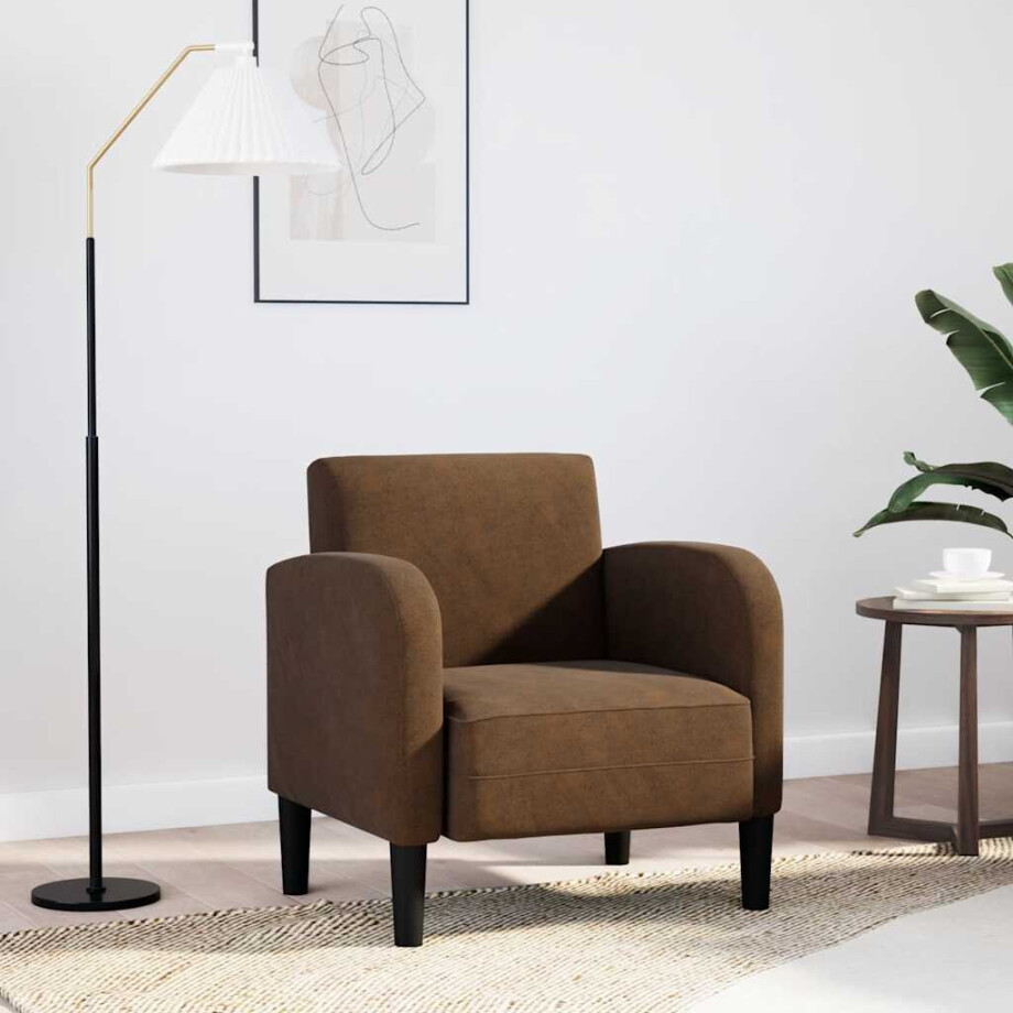 vidaXL Fauteuil met armleuningen 54 cm kunstleer bruin afbeelding 1