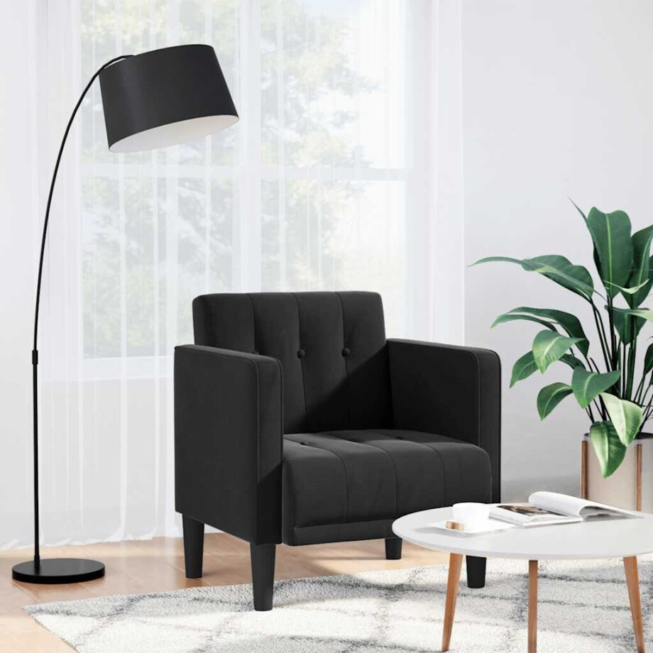 vidaXL Fauteuil met armleuningen zwart 53 cm fluweel vidaXL Fauteuil met armleuningen zwart 53 cm fluweel afbeelding 1