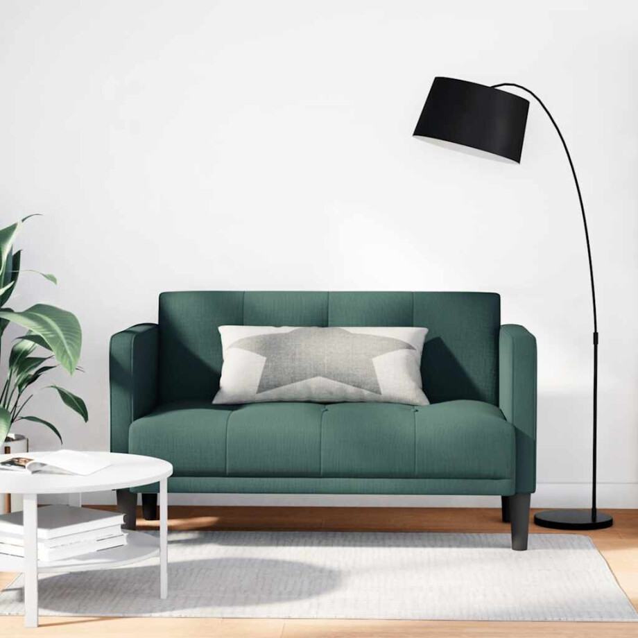 vidaXL Loveseat Bank Donkergroen 111 cm Stof afbeelding 1