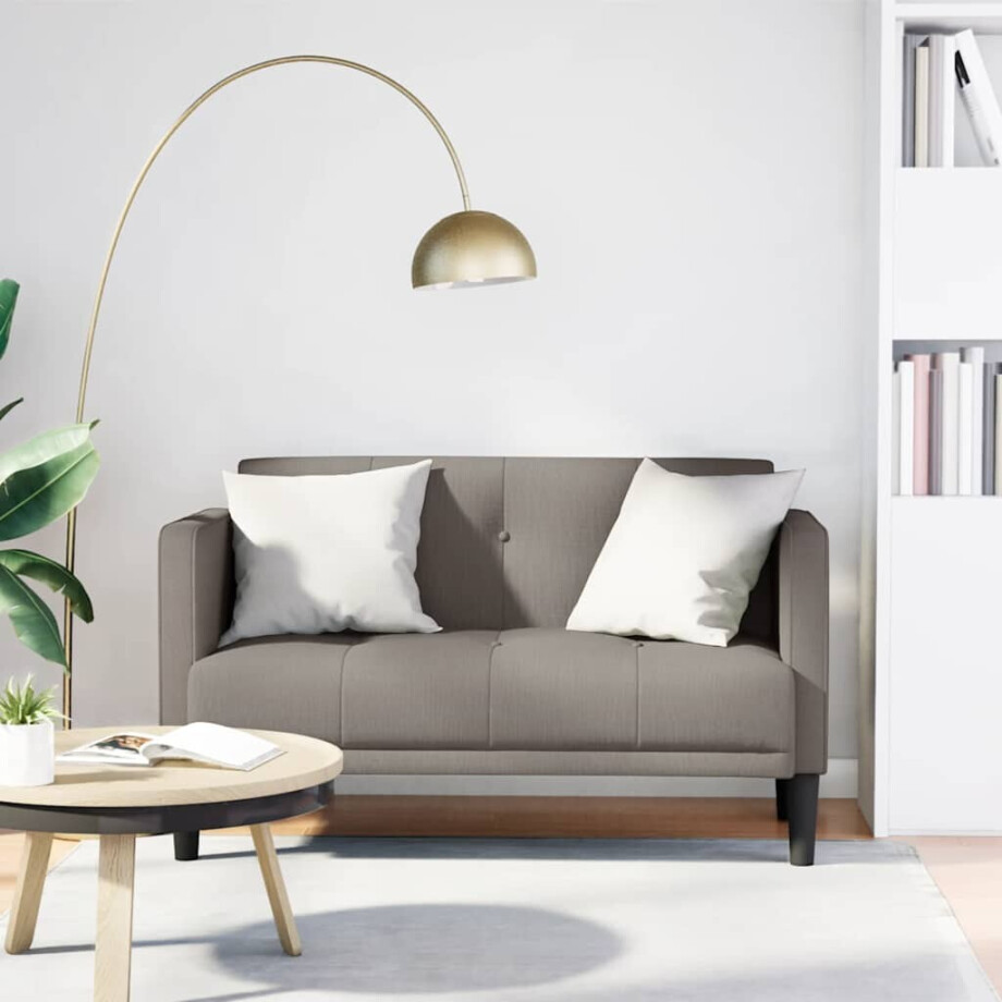 vidaXL Loveseat Bank Taupe 111 cm Stof afbeelding 1