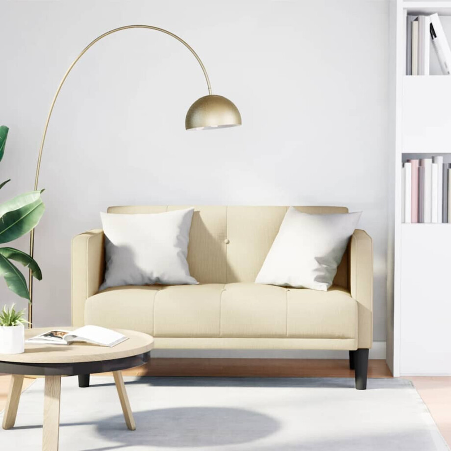 vidaXL Loveseat Bank Crème 111 cm Stof afbeelding 1