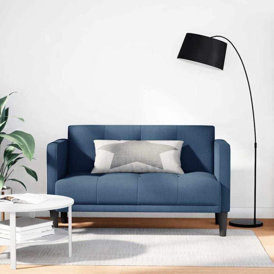vidaXL Loveseat bank blauw 111 cm stof afbeelding 1