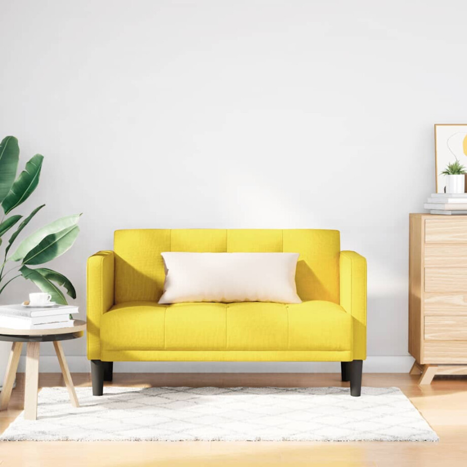 vidaXL Loveseat bank geel 111 cm stof afbeelding 1