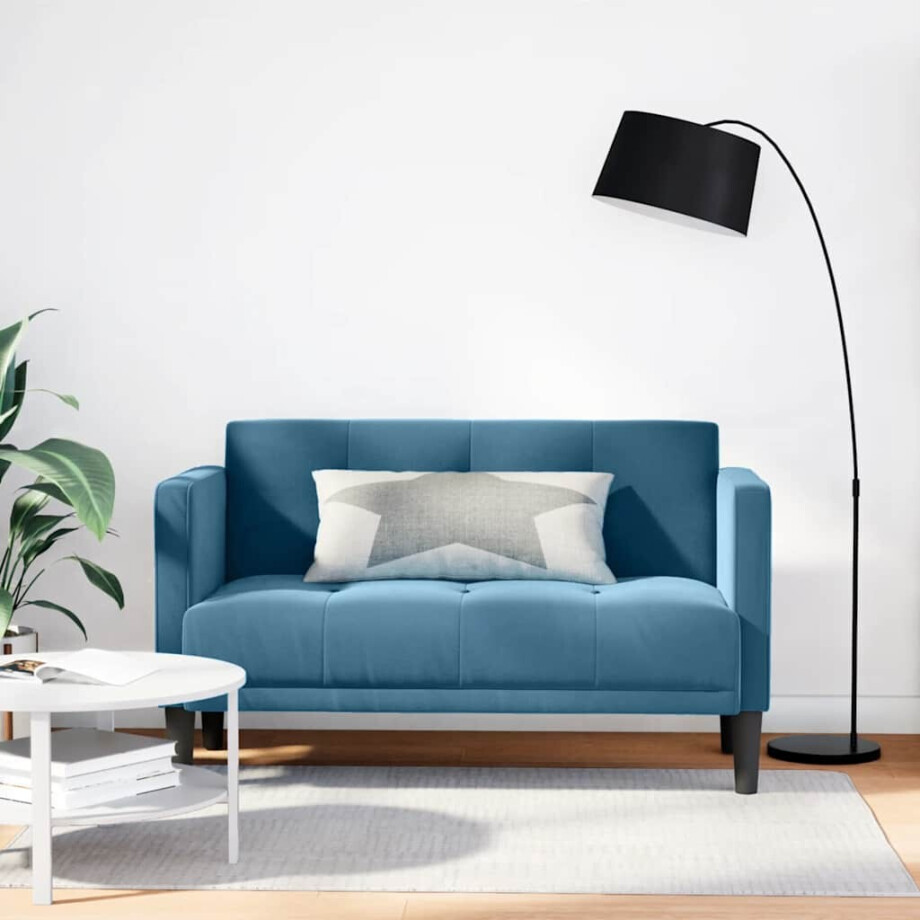 vidaXL Loveseat bank blauw 111 cm fluweel afbeelding 1