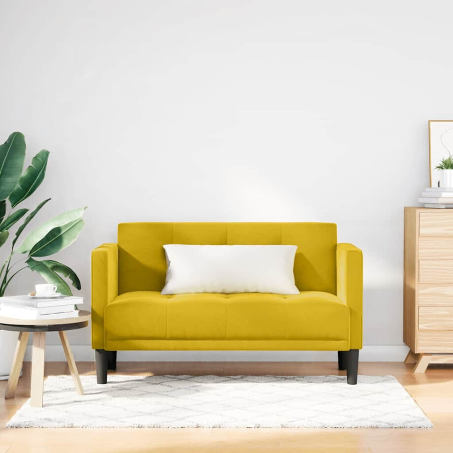 vidaXL Loveseat bank geel 111 cm fluweel afbeelding 1