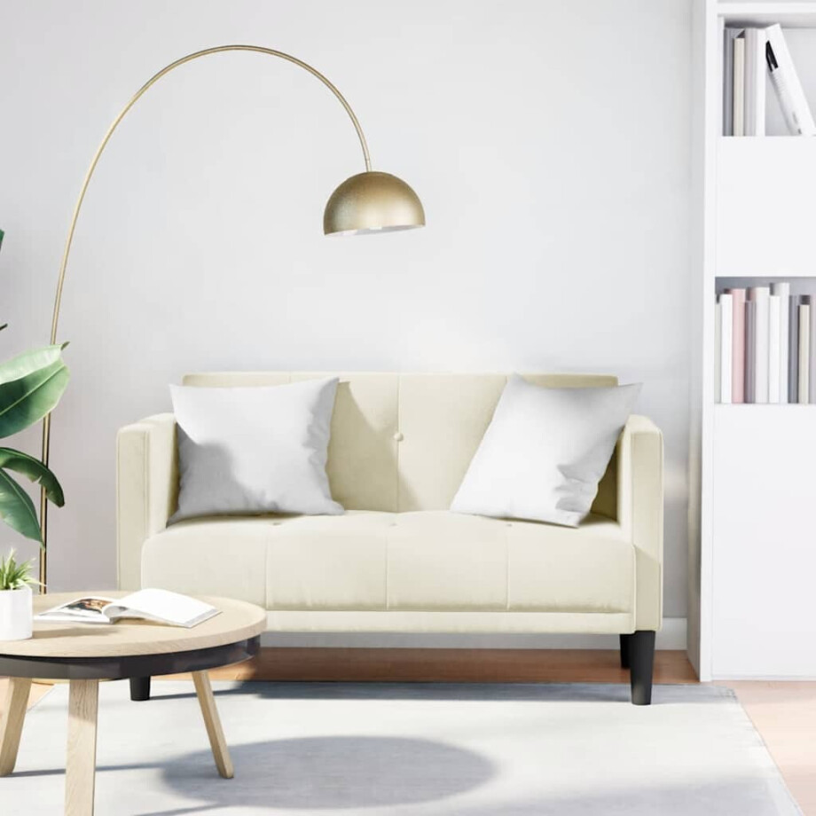 vidaXL Loveseat bank crème 111 cm fluweel afbeelding 1